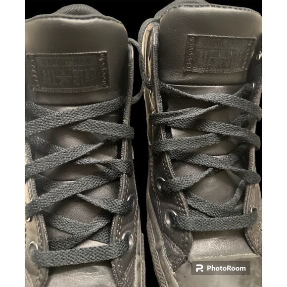 Black Leather Converse All Stars - Picture 3 of 8
